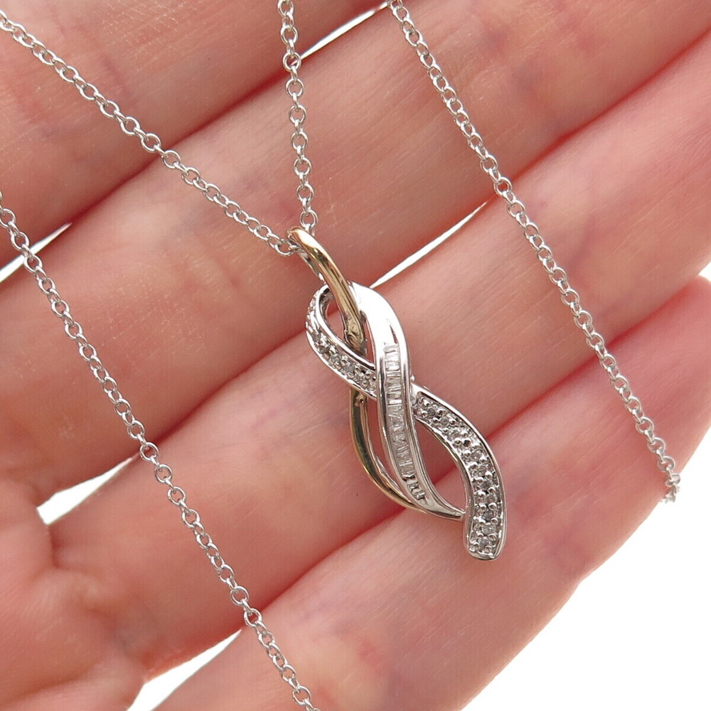 Sun 925 Sterling Silver 14K Gold Real Diamond Infinity Cable Chain Necklace 18"